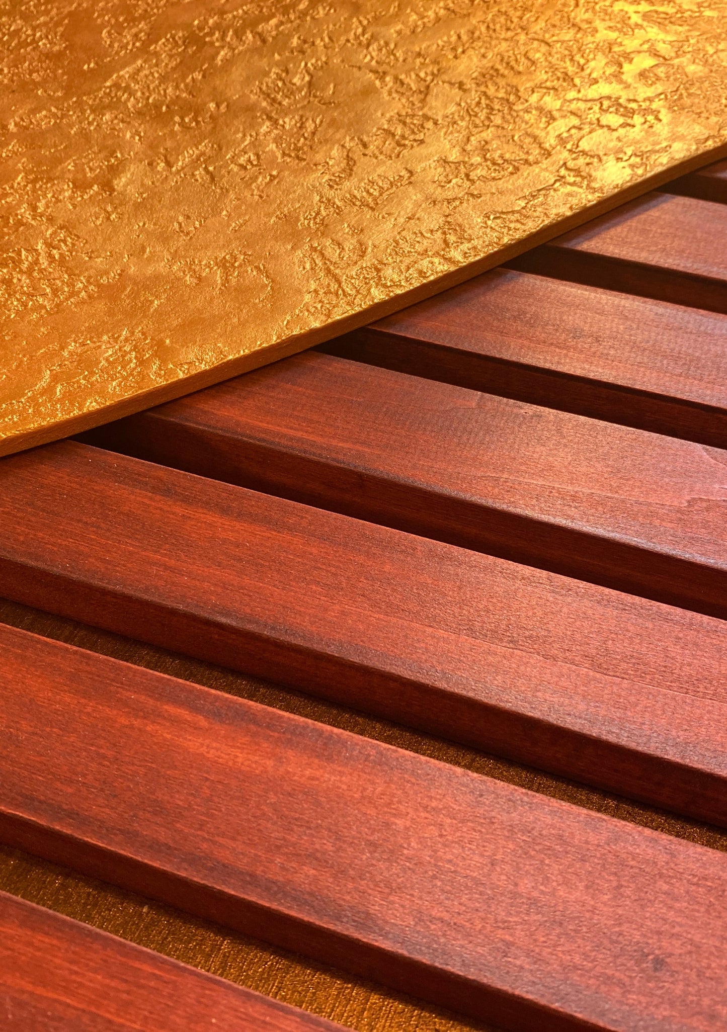 Infinity – Wood Wall Panel with Gold Relief – Mahogany