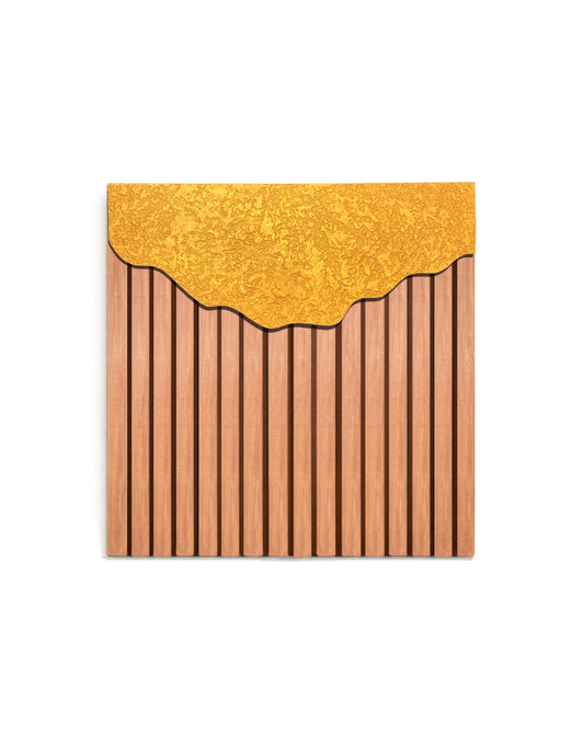 Ashore – Wood Wall Panel with Gold Relief – Natural