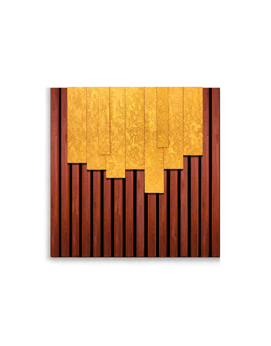 Cascade – Wood Wall Panel with Gold Relief – Mahogany