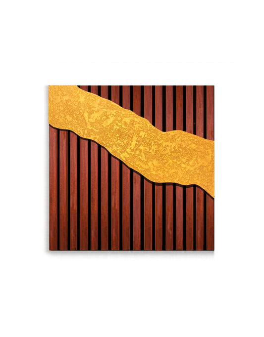 Riviera – Wood Wall Panel with Gold Relief – Mahogany