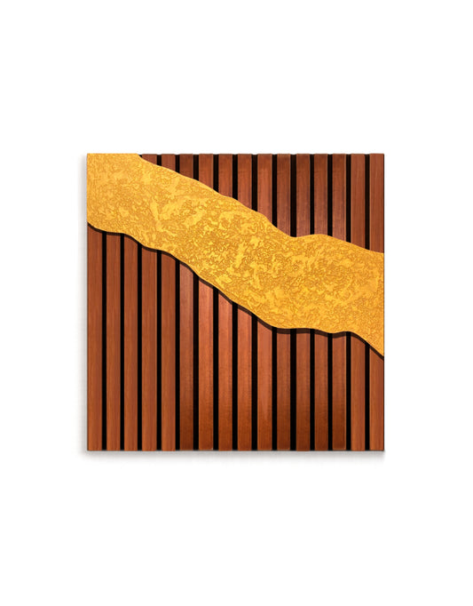 Riviera – Wood Wall Panel with Gold Relief – Walnut