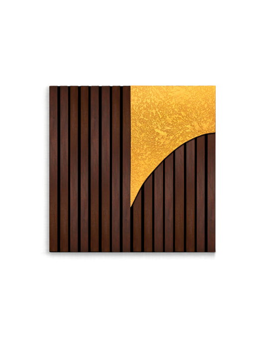 Sanset – Wood Wall Panel with Gold Relief – Wenge