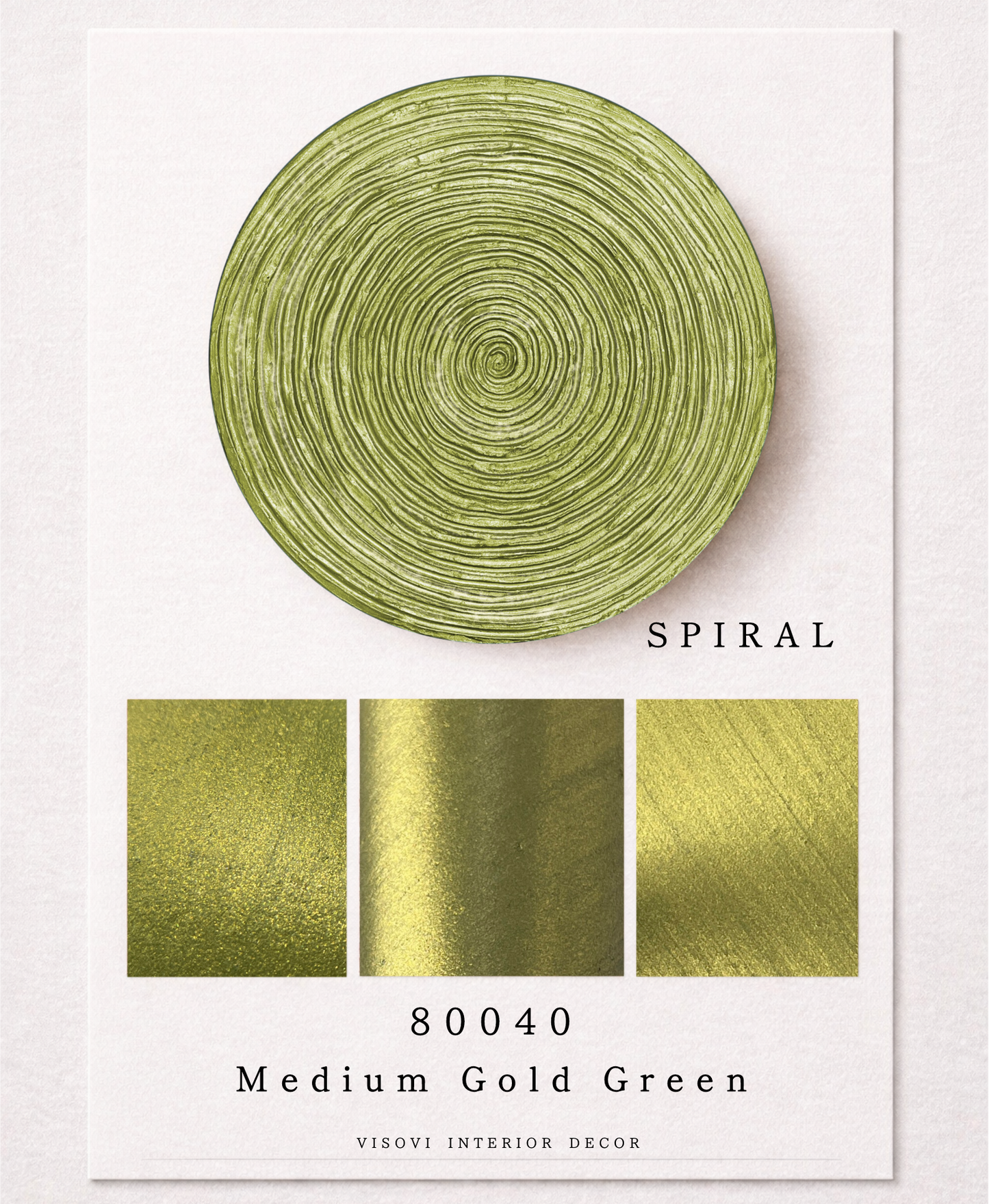 Spiral wall panel highlighting green texture with warm metallic gold tones