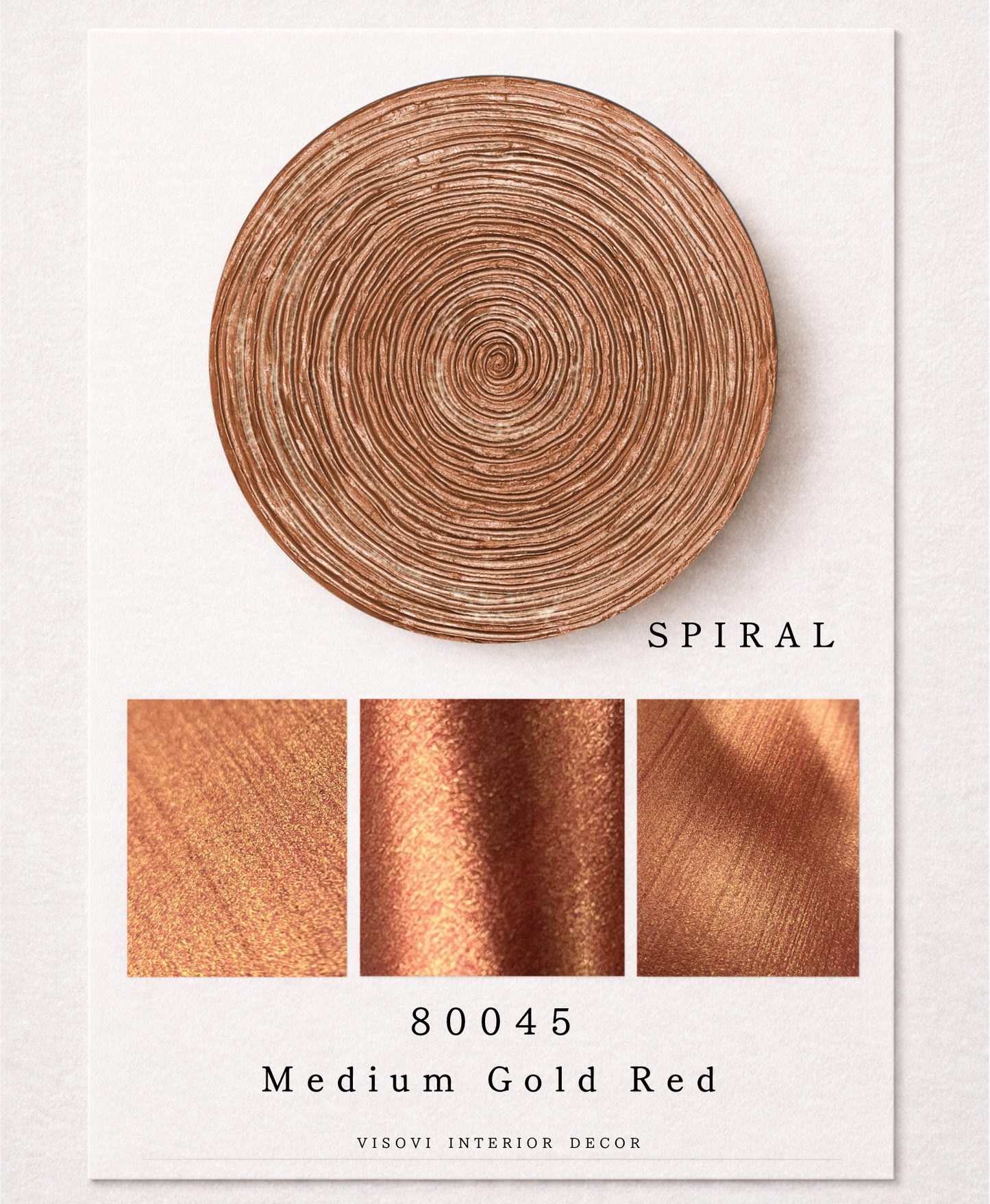Spiral wall panel highlighting rich red texture and warm metallic gold tones