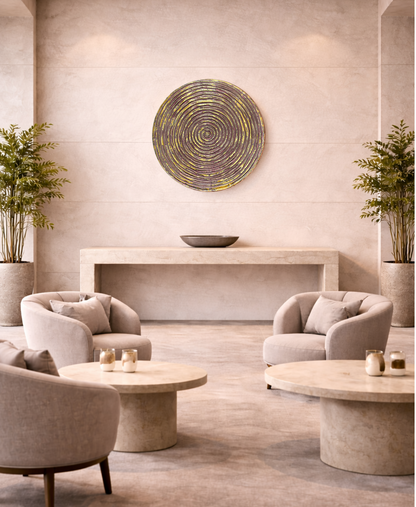Luxury rose and gold spiral wall decor panel for interiors, hotels and commercial spaces
