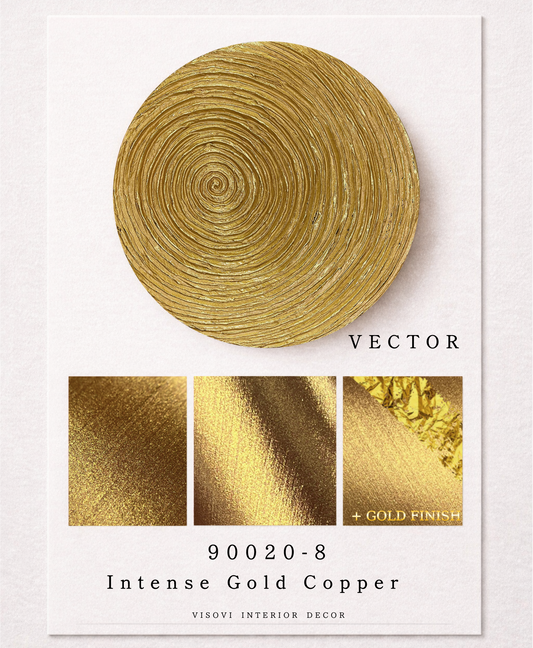 Luxury 3D textured wall panel in gold copper with gold leaf finish for statement interiors and hospitality spaces.