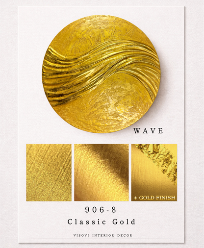 Wave - Textured 3D Wall Art Panel - Classic Gold with Gold Leaf