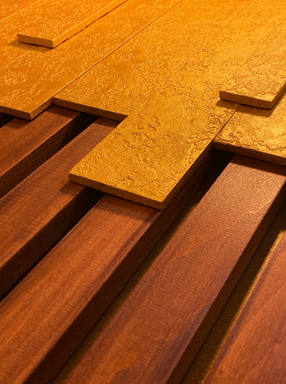 Cascade – Wood Wall Panel with Gold Relief – Walnut