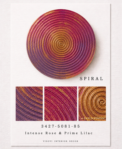 Textured 3D Wall Art Panel – Spiral – Intense Rose &  Prime Lilac with Gold Leaf