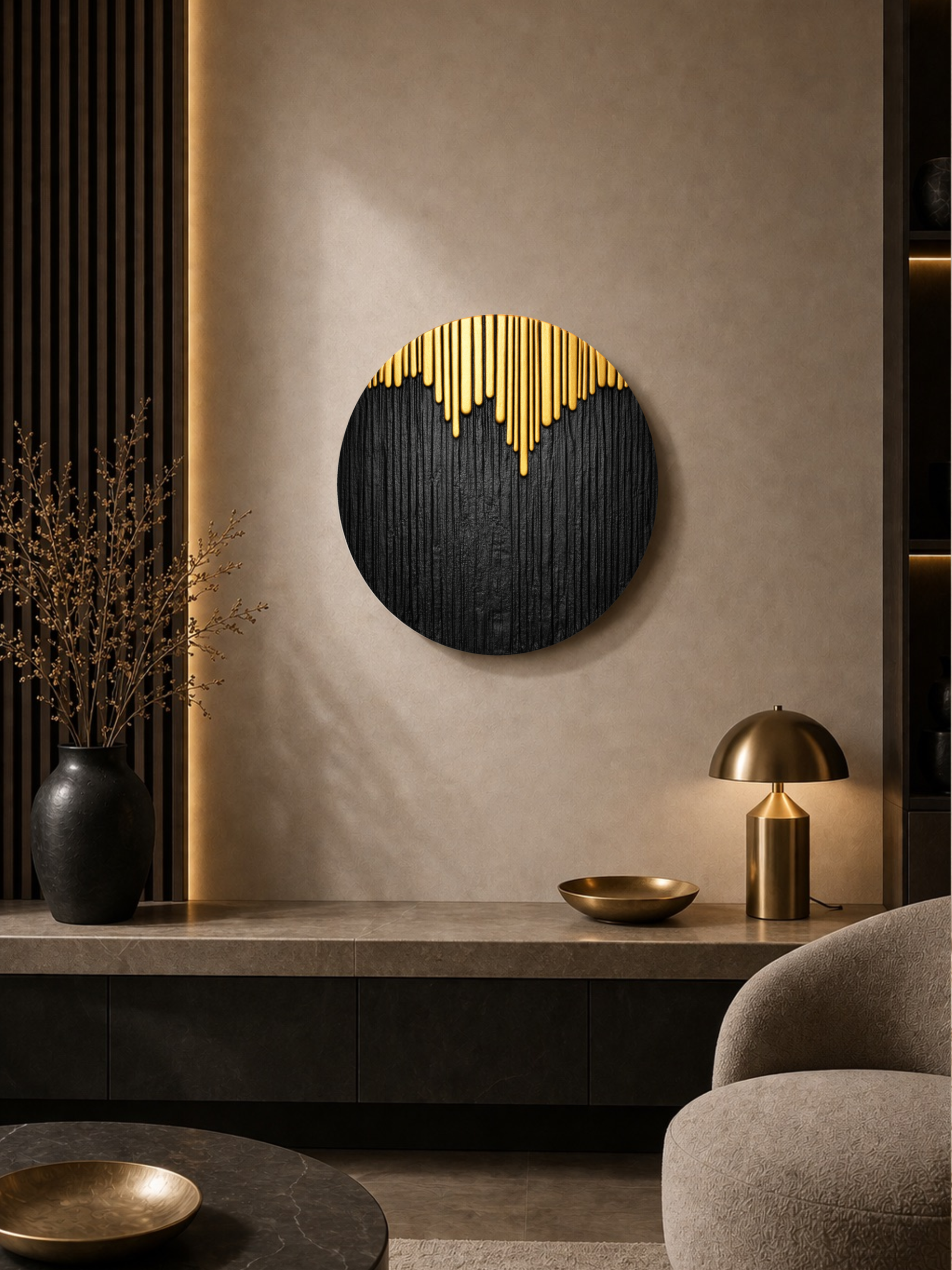 Designer round textured 3D wall art