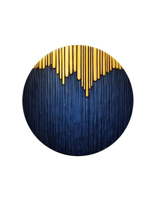 Cascade – Textured 3D Wall Art Panel – Navy & Gold