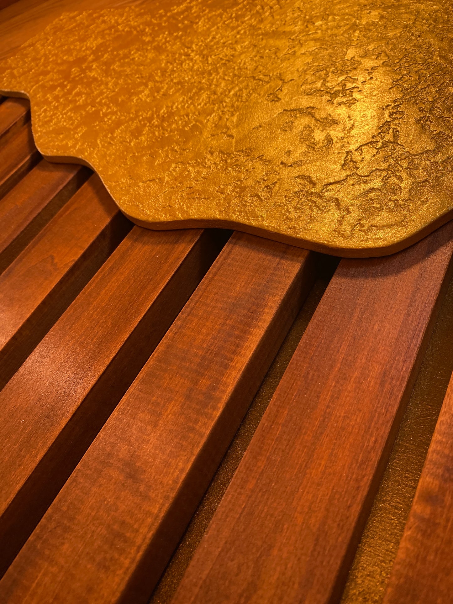 Ashore – Wood Wall Panel with Gold Relief – Walnut