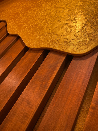 Ashore – Wood Wall Panel with Gold Relief – Walnut