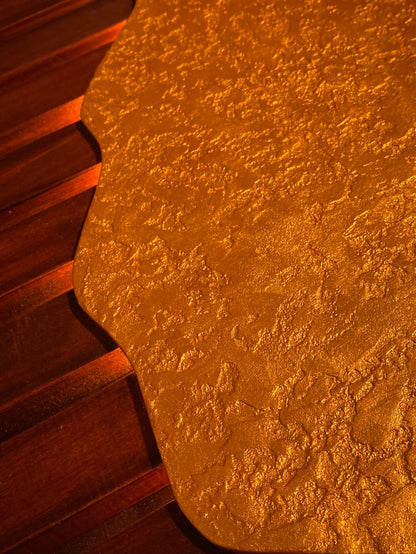 Ashore – Wood Wall Panel with Gold Relief – Mahogany