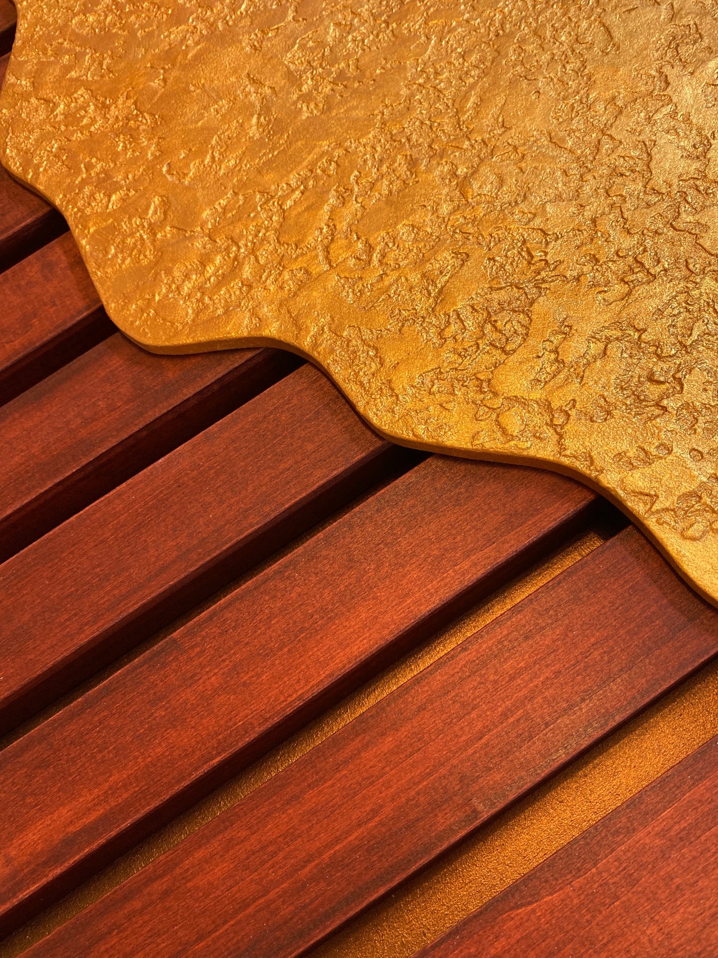 Ashore – Wood Wall Panel with Gold Relief – Mahogany