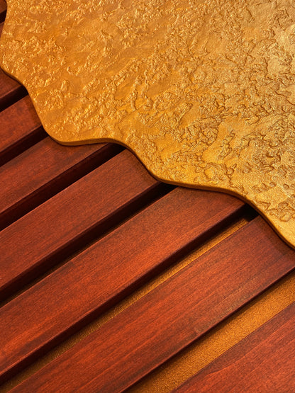 Ashore – Wood Wall Panel with Gold Relief – Mahogany
