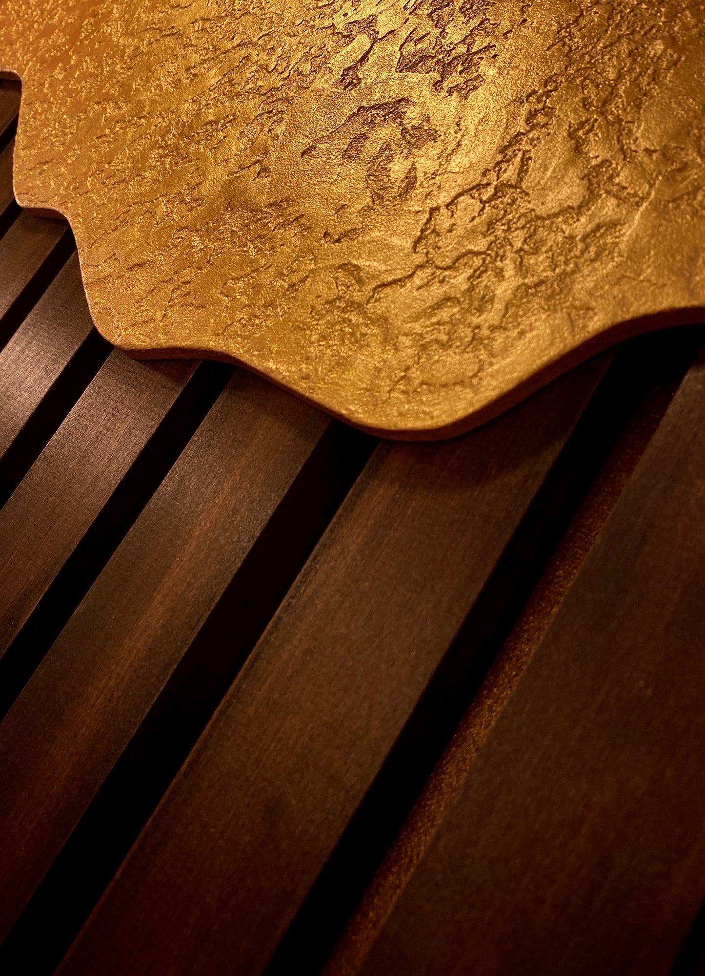 Ashore – Wood Wall Panel with Gold Relief – Wenge