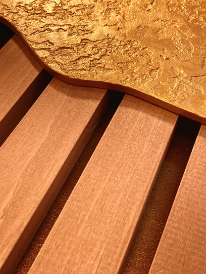 Ashore – Wood Wall Panel with Gold Relief – Natural