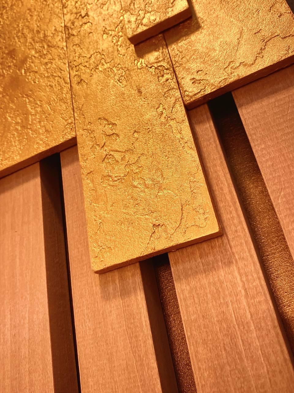 Cascade – Wood Wall Panel with Gold Relief – Natural