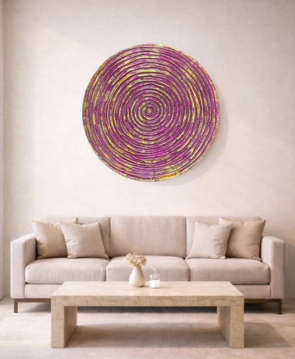 Decorative spiral wall panel for hotels, restaurants and commercial interiors in rose and gold finish