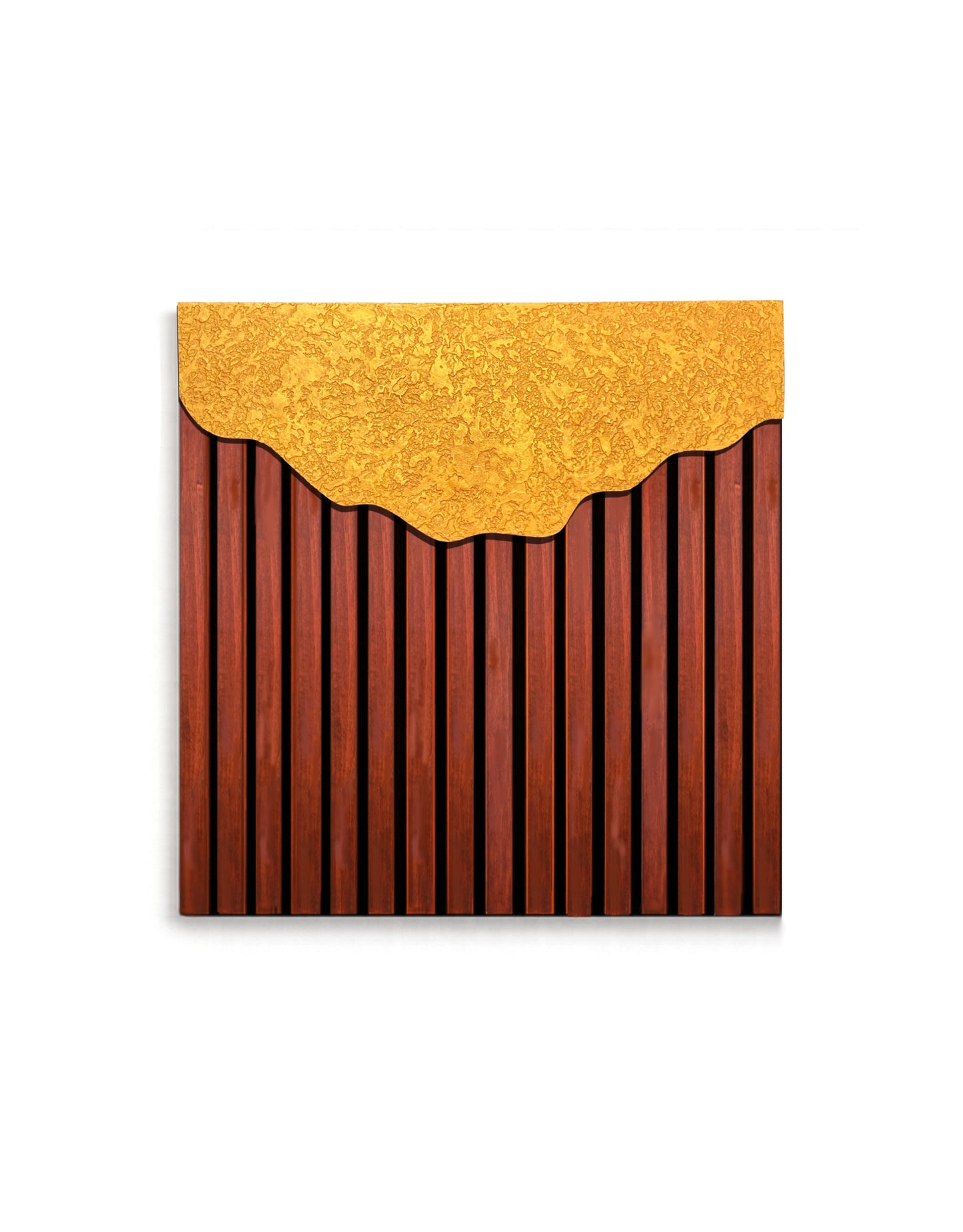 Ashore – Wood Wall Panel with Gold Relief – Mahogany
