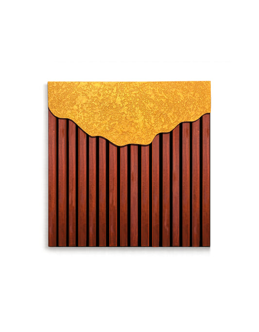 Ashore – Wood Wall Panel with Gold Relief – Mahogany