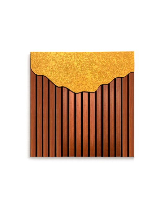 Ashore – Wood Wall Panel with Gold Relief – Walnut