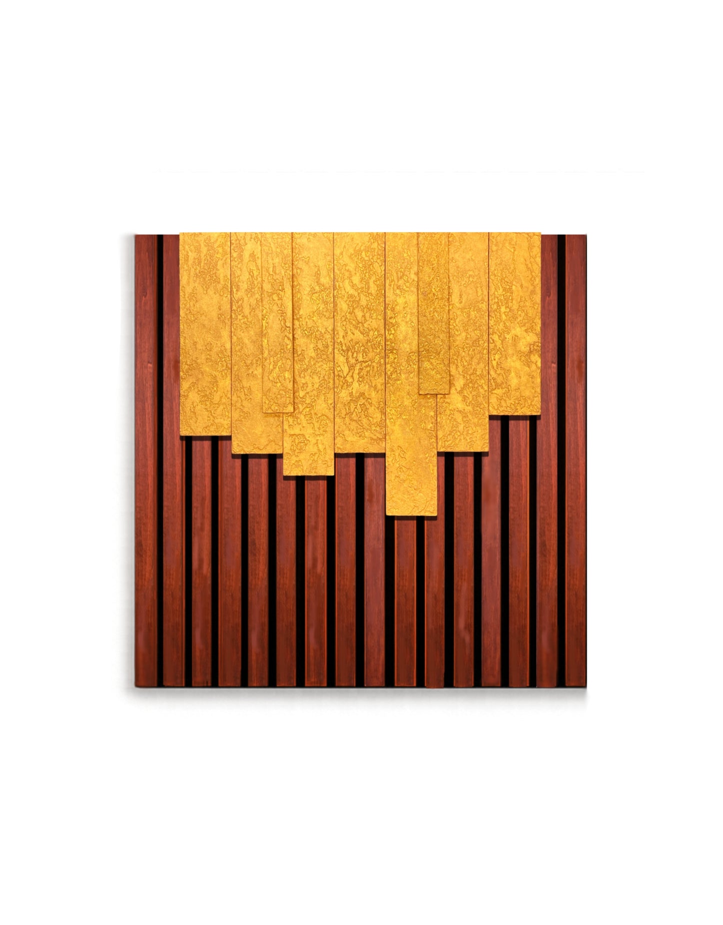 Cascade – Wood Wall Panel with Gold Relief – Mahogany