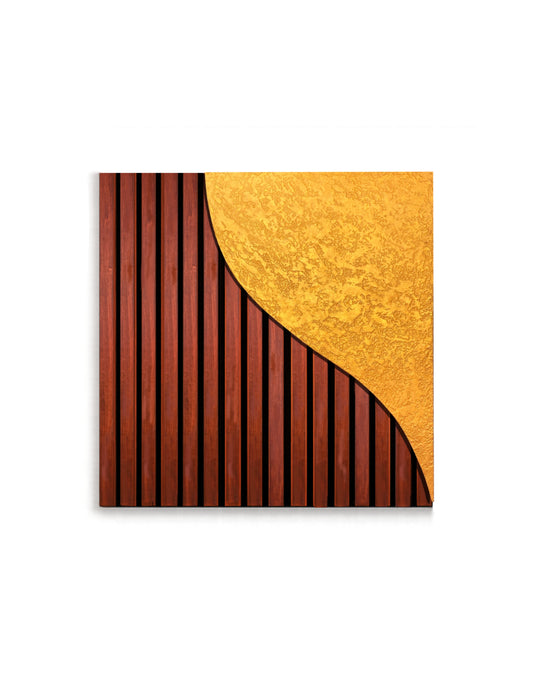 Infinity – Wood Wall Panel with Gold Relief – Mahogany