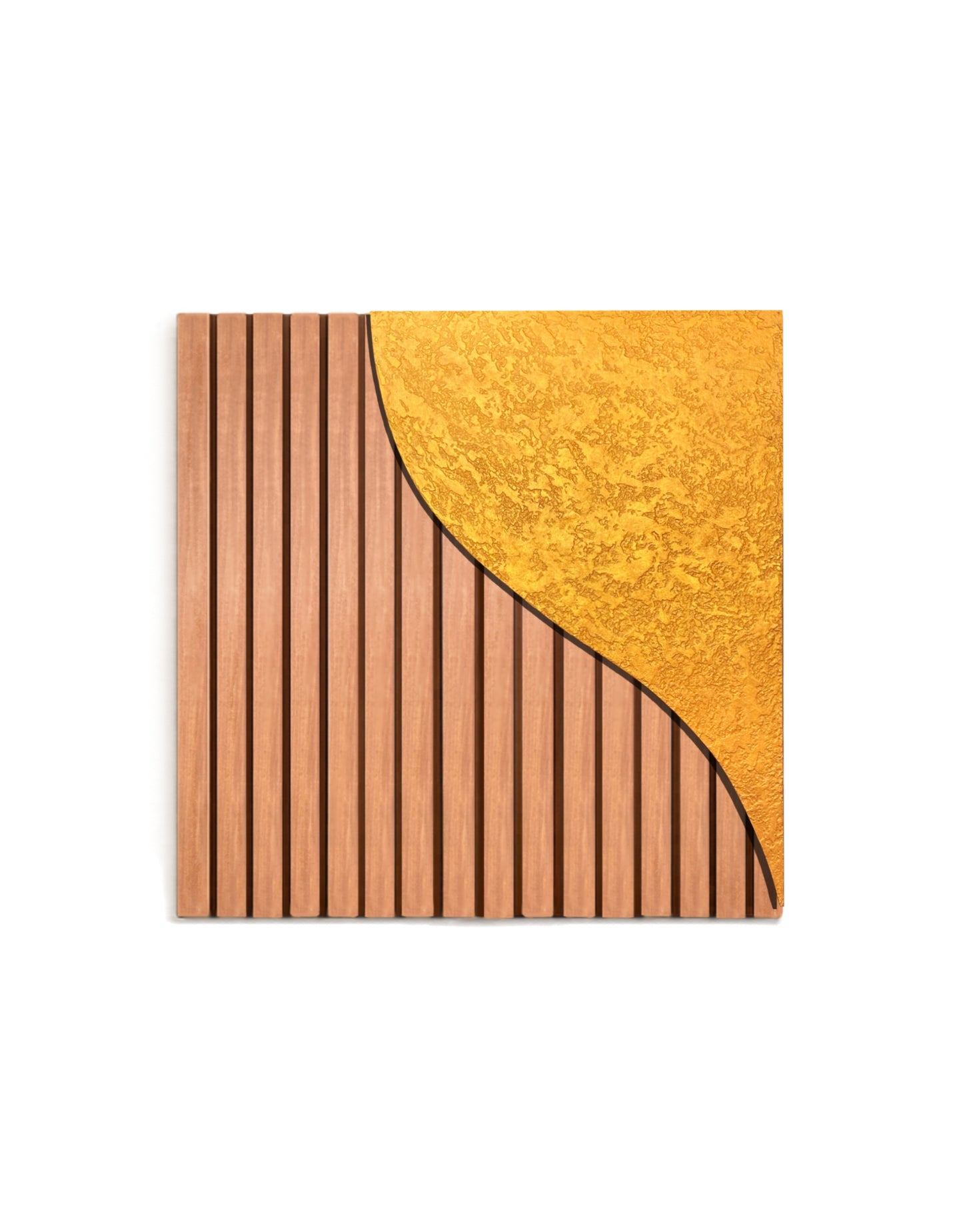Infinity– Wood Wall Panel with Gold Relief – Natural