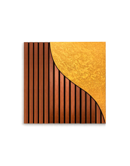 Infinity – Wood Wall Panel with Gold Relief – Walnut