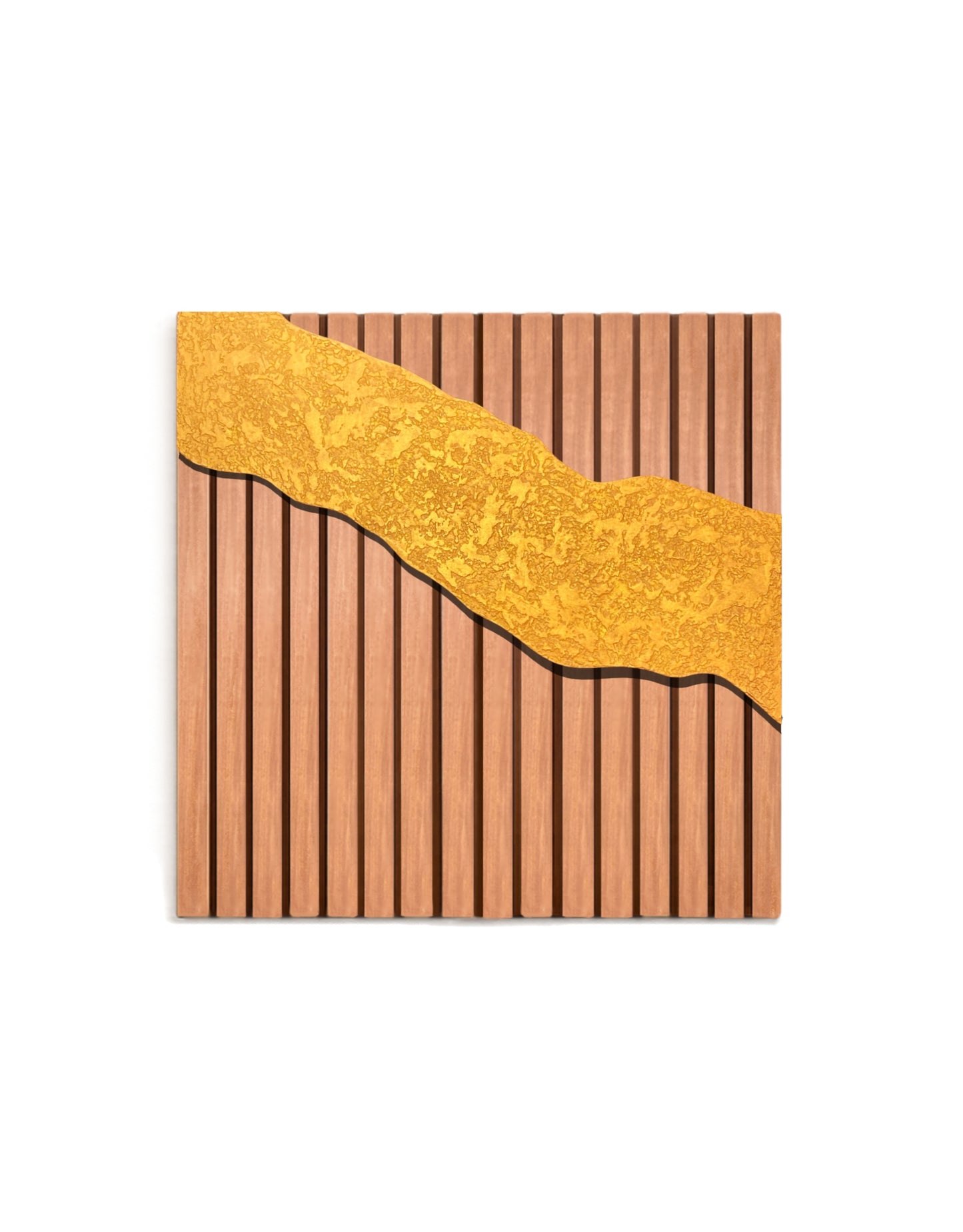 Riviera – Wood Wall Panel with Gold Relief – Natural