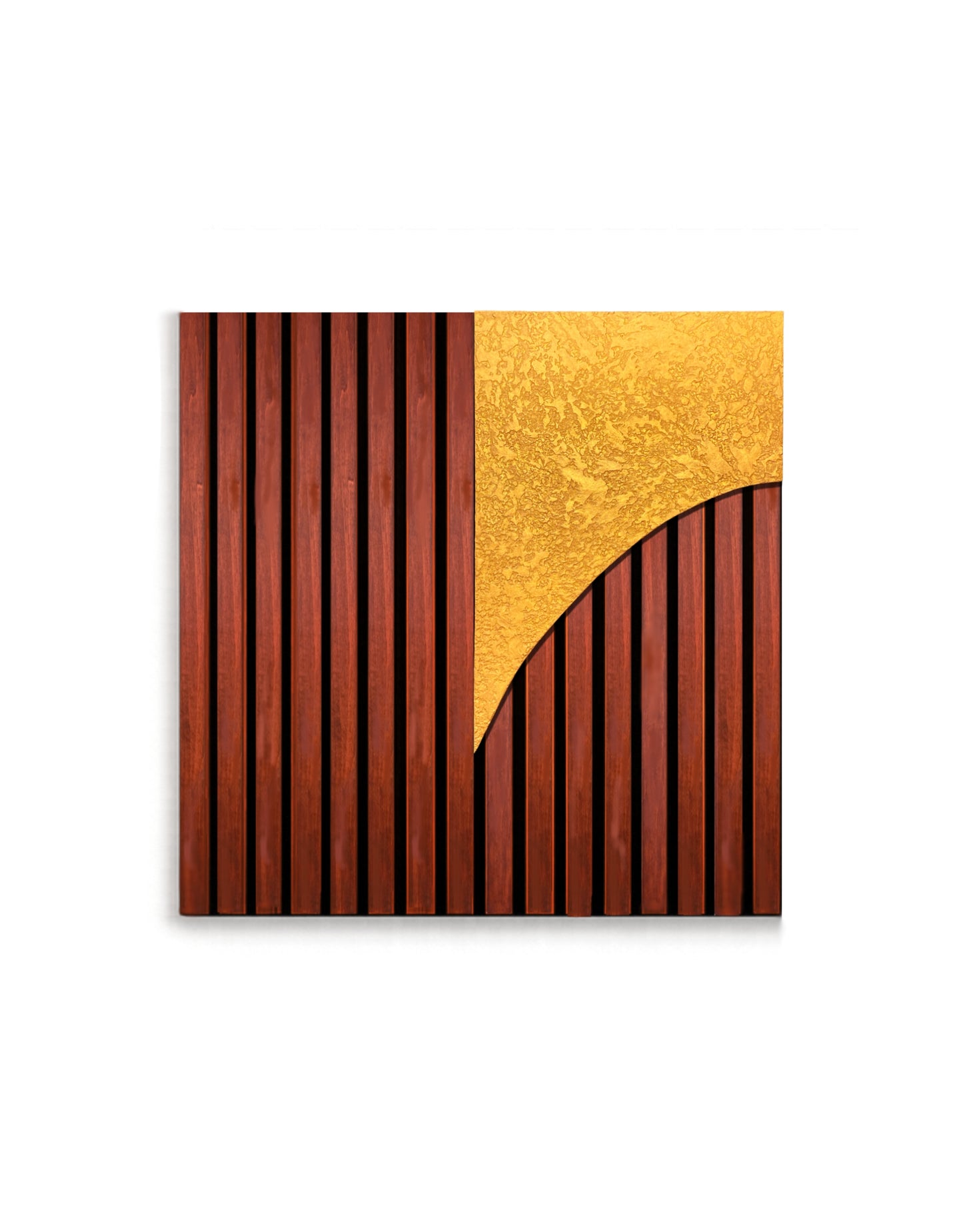 Sanset – Wood Wall Panel with Gold Relief – Mahogany