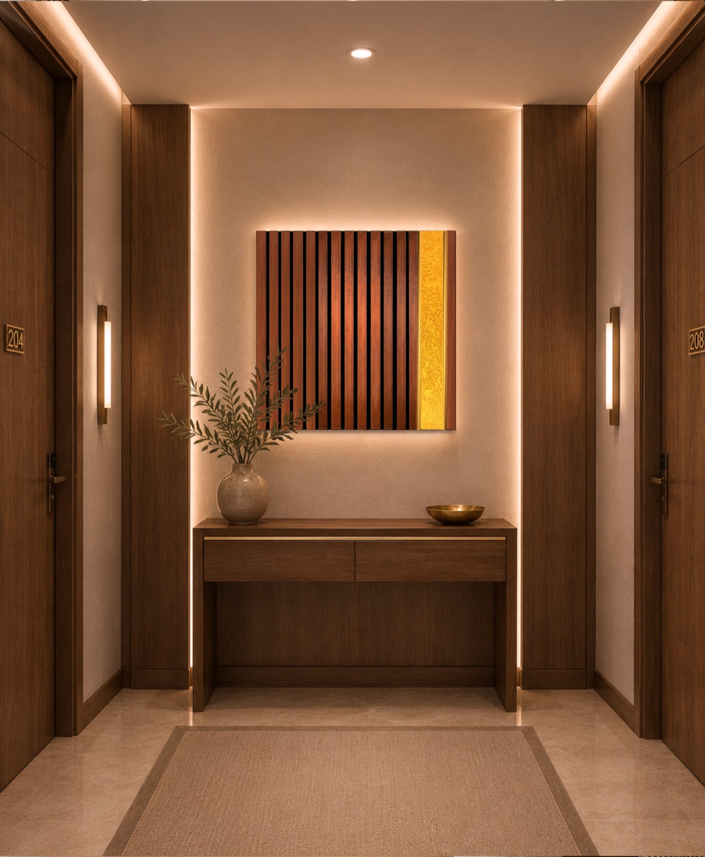 Avenue – Wood Wall Panel with Gold Relief – Walnut