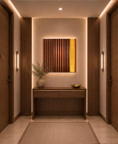 Avenue – Wood Wall Panel with Gold Relief – Walnut