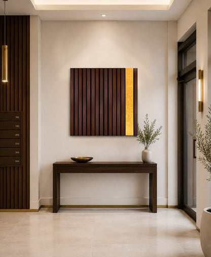 Avenue – Wood Wall Panel with Gold Relief – Wenge