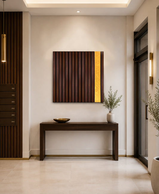 Avenue – Wood Wall Panel with Gold Relief – Wenge