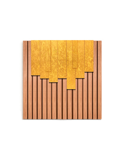 Cascade – Wood Wall Panel with Gold Relief – Natural
