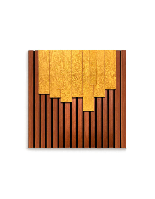 Cascade – Wood Wall Panel with Gold Relief – Walnut
