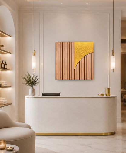 Sanset – Wood Wall Panel with Gold Relief – Natural