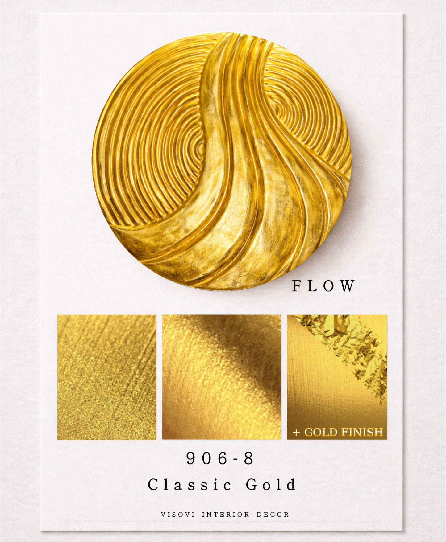 Flow - Textured 3D Wall Art Panel - Classic Gold with Gold Leaf