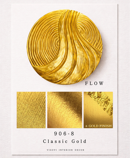 Flow - Textured 3D Wall Art Panel - Classic Gold with Gold Leaf