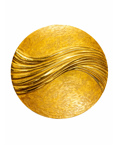 Wave - Textured 3D Wall Art Panel - Classic Gold with Gold Leaf