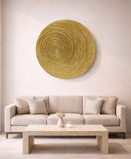 Decorative 3D wall art panel in gold copper with gold leaf texture for premium interiors, hotels and feature walls.
