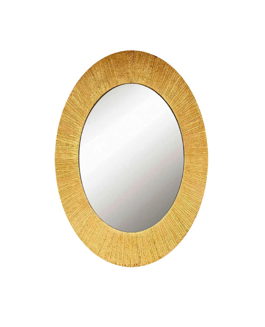 Oval wall mirror LIORA with textured relief gold frame