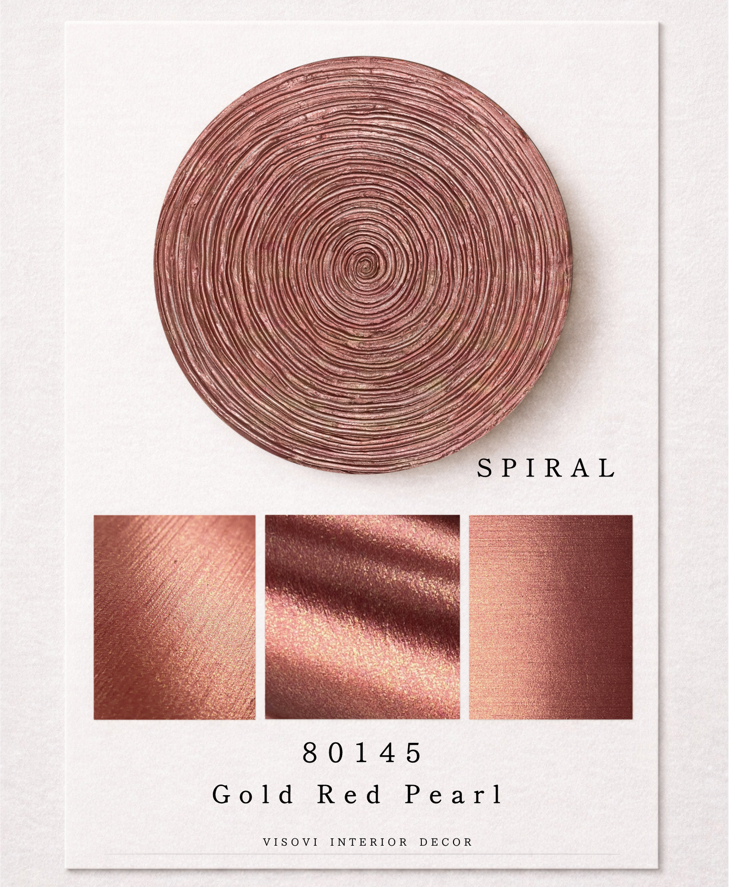 Spiral wall panel highlighting deep red pearl texture with warm gold reflections