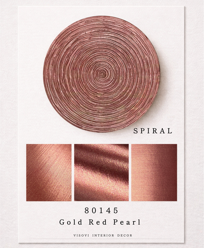 Spiral wall panel highlighting deep red pearl texture with warm gold reflections