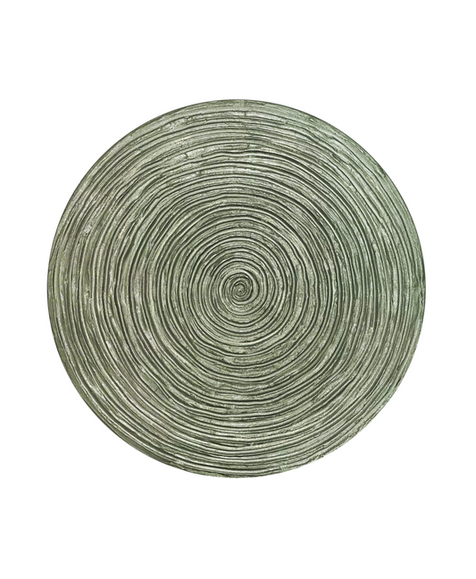 Round textured 3D spiral wall panel in gold sage pearl finish