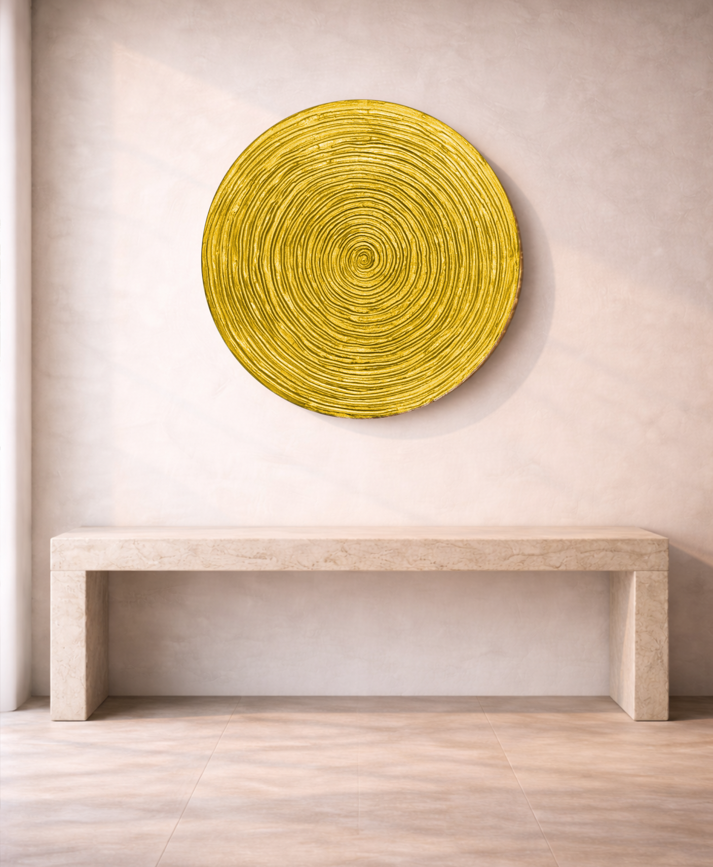 Luxury yellow and gold spiral wall decor panel for interiors, hotels and commercial spaces