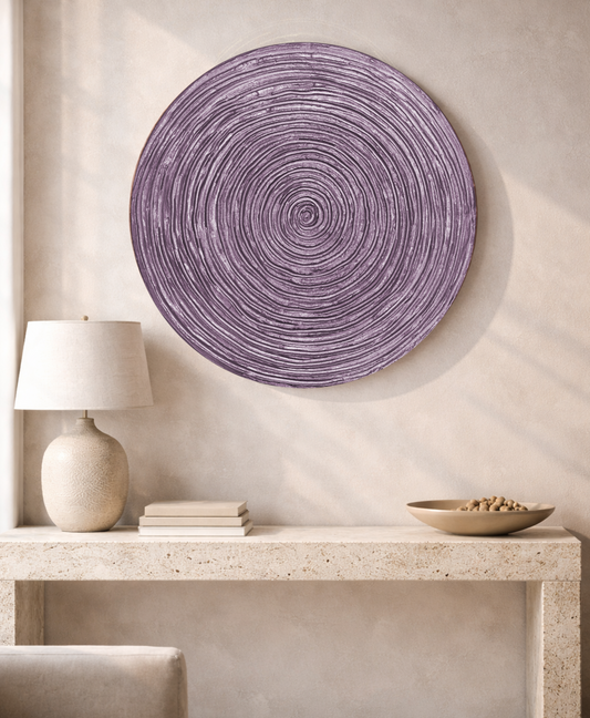Decorative lavender and gold spiral wall decor panel for interiors, hotels and commercial spaces
